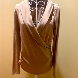 Tan Wrap Long Sleeve Top